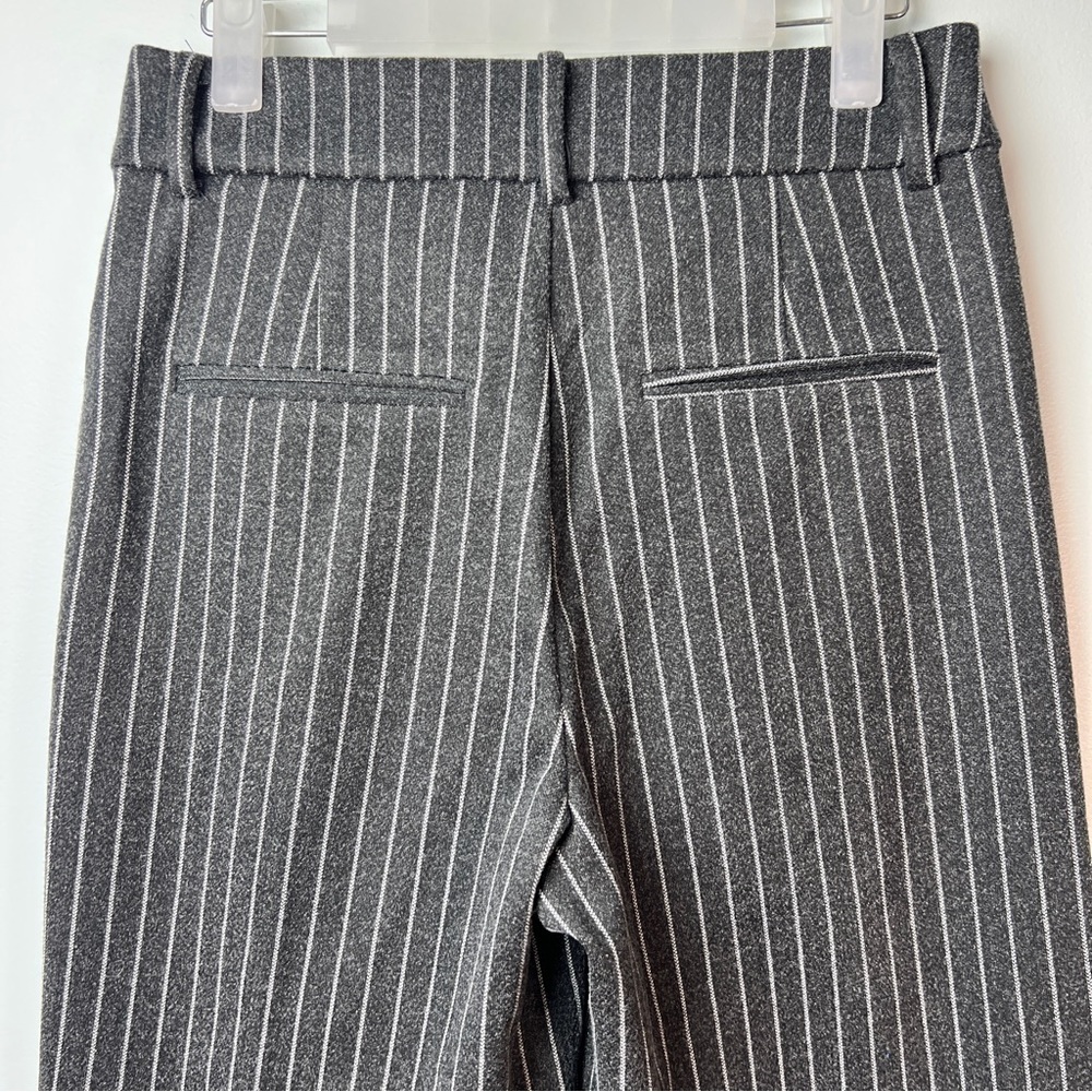 Elodie Pinstripe Wide Leg Trousers | Gray & White | Tailored Fit | Size Small - Picture 12 of 13